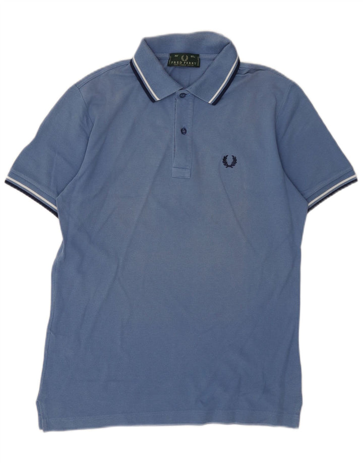 Camisa polo masculina Fred Perry pequena azul algodão