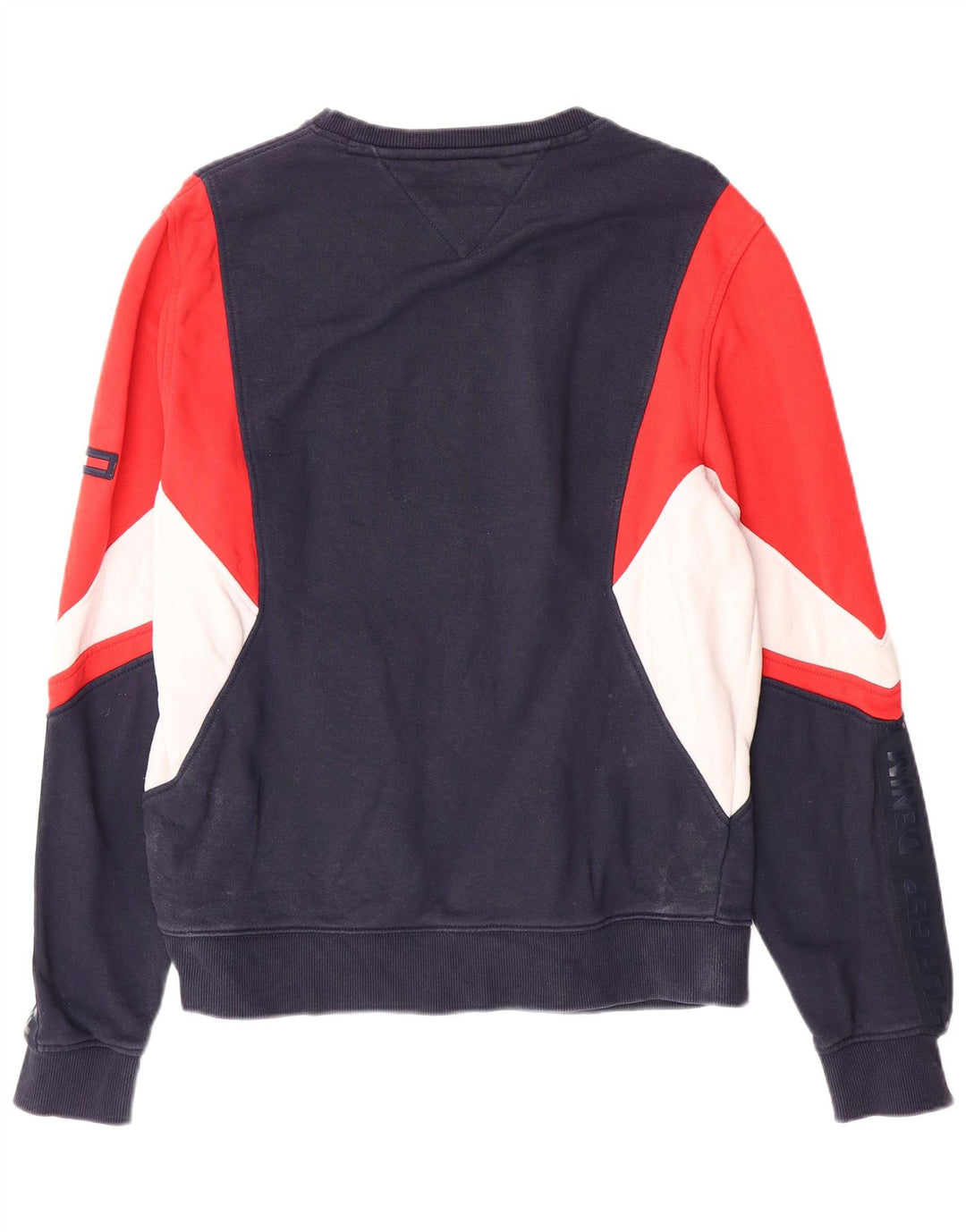 TOMMY HILFIGER moletom gráfico masculino jumper médio azul marinho colorblock