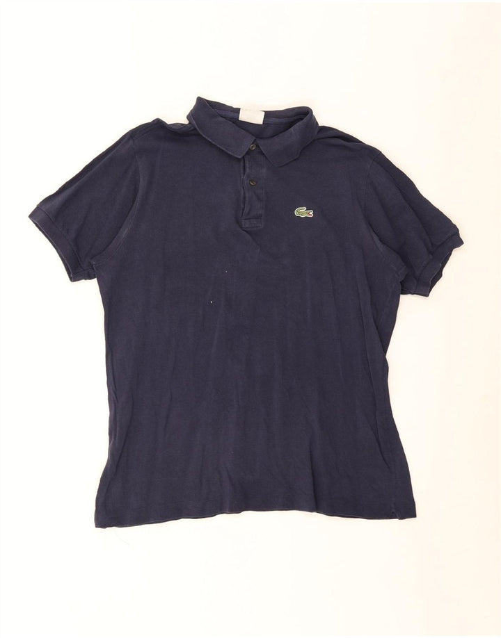 Camisa polo masculina Lacoste tamanho 5 grande algodão azul marinho