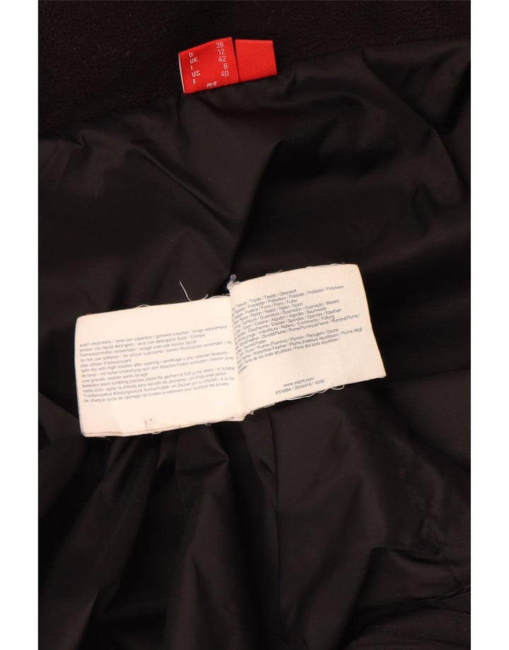 Casaco acolchoado com capuz feminino Esprit UK 12 poliéster preto médio