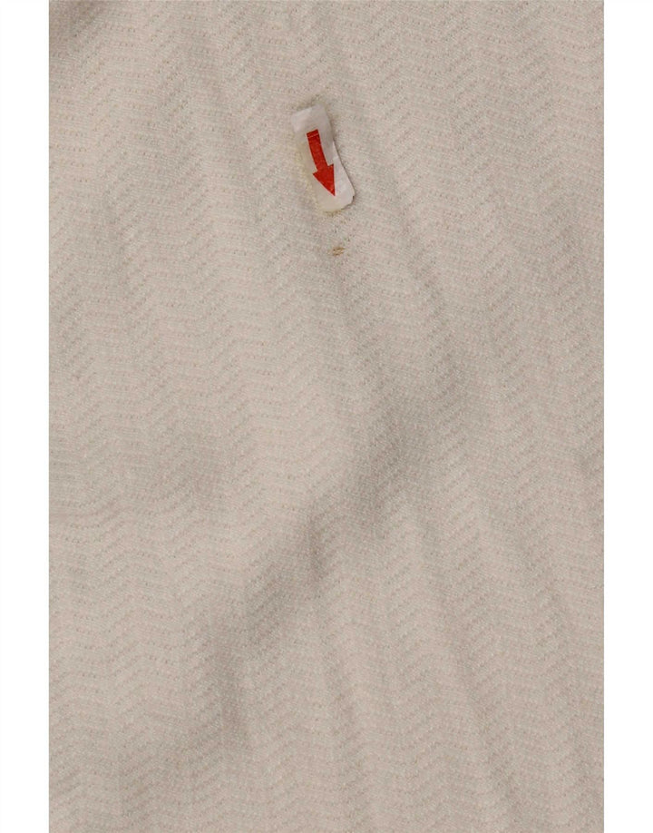 Top feminino Zara manga comprida UK 18 XL branco espinha de peixe
