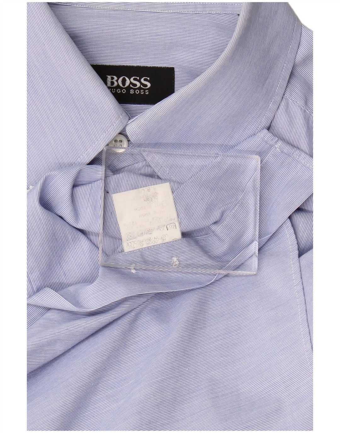 Camisa masculina Hugo Boss de algodão listrado azul médio
