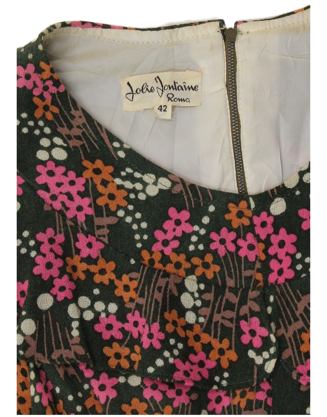 Vestido maxi feminino vintage IT 42 verde médio floral