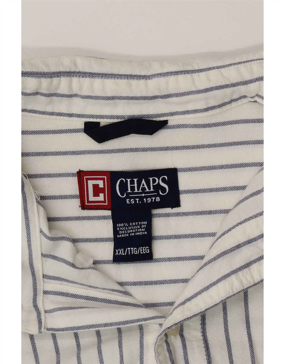 Camisa masculina Chaps 2XL algodão listrado branco