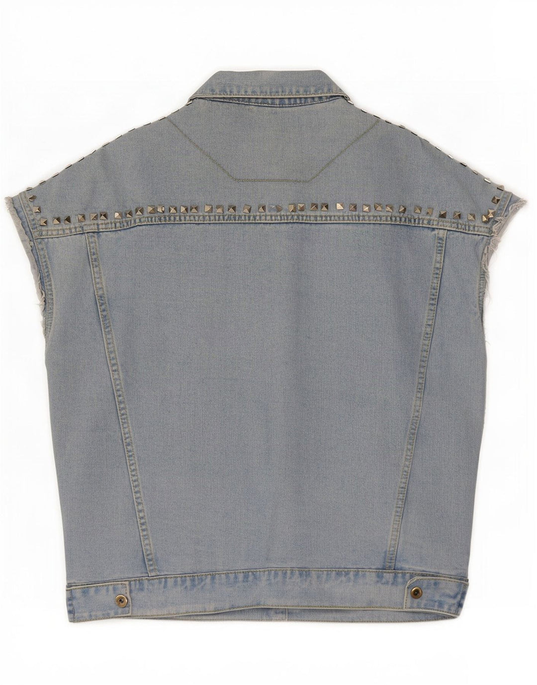 Jaqueta jeans feminina vintage de manga curta UK 16 grande azul