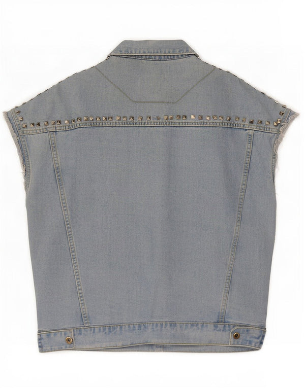 Jaqueta jeans feminina vintage de manga curta UK 16 grande azul