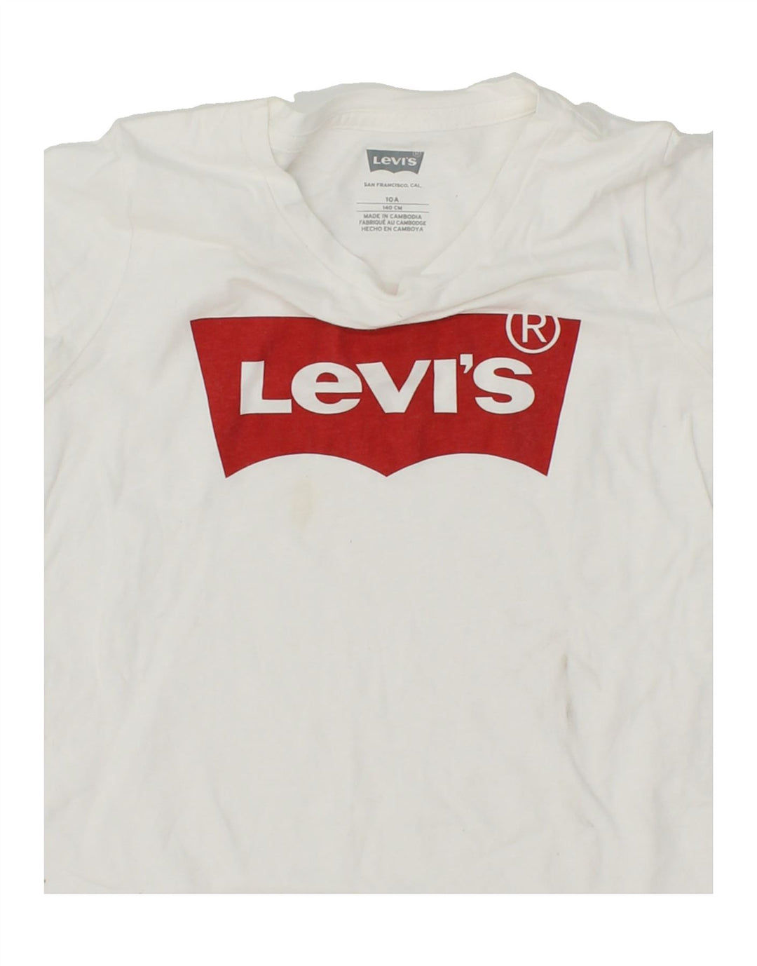 LEVI'S Girls Graphic T-Shirt Top 9-10 Years White Cotton Vintage Levi's and Second-Hand Levi's from Messina Hembry 
