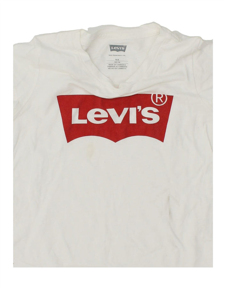 LEVI'S Girls Graphic T-Shirt Top 9-10 Years White Cotton Vintage Levi's and Second-Hand Levi's from Messina Hembry 