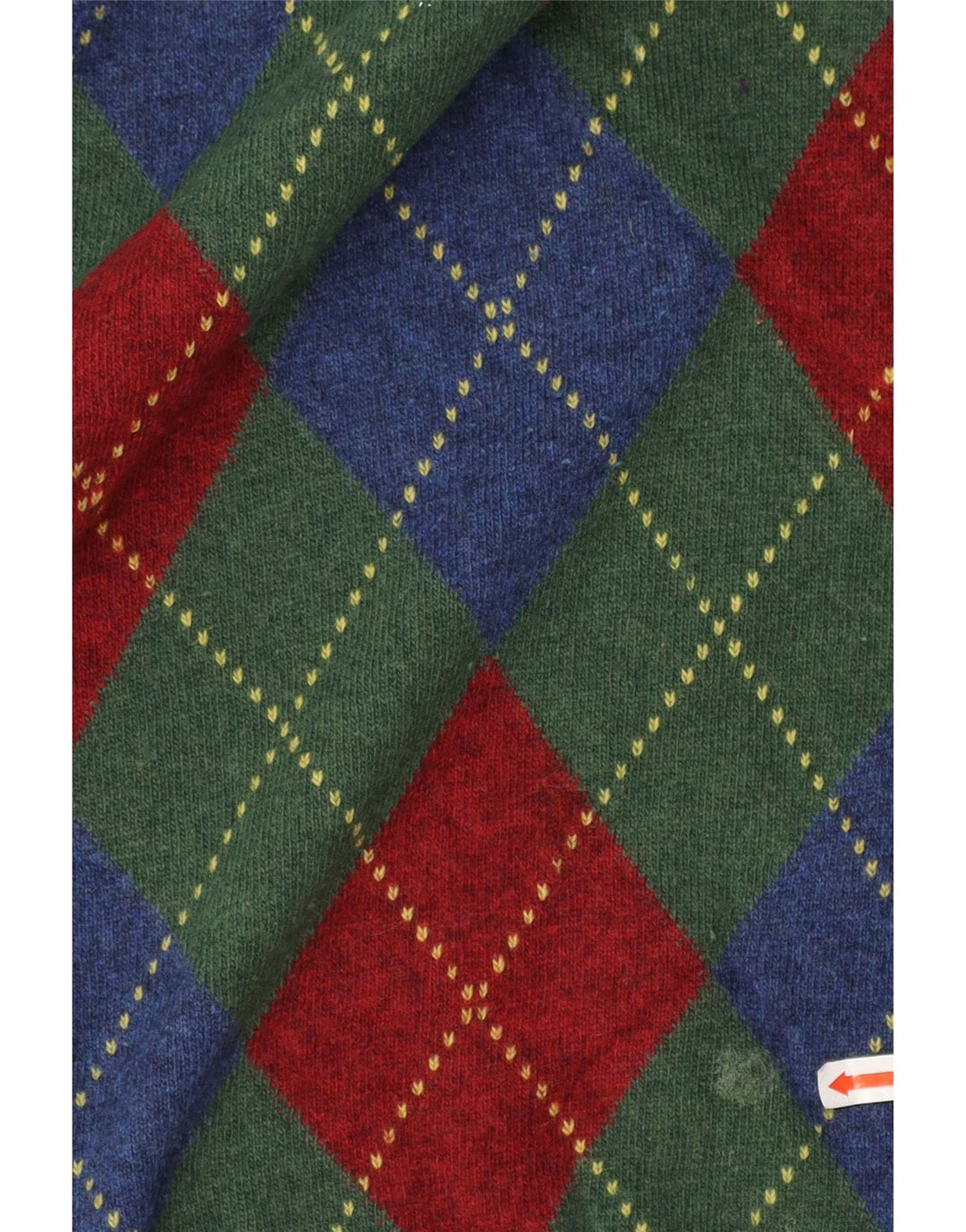 Suéter masculino BENETTON com decote em V verde médio Argyle/lã diamante