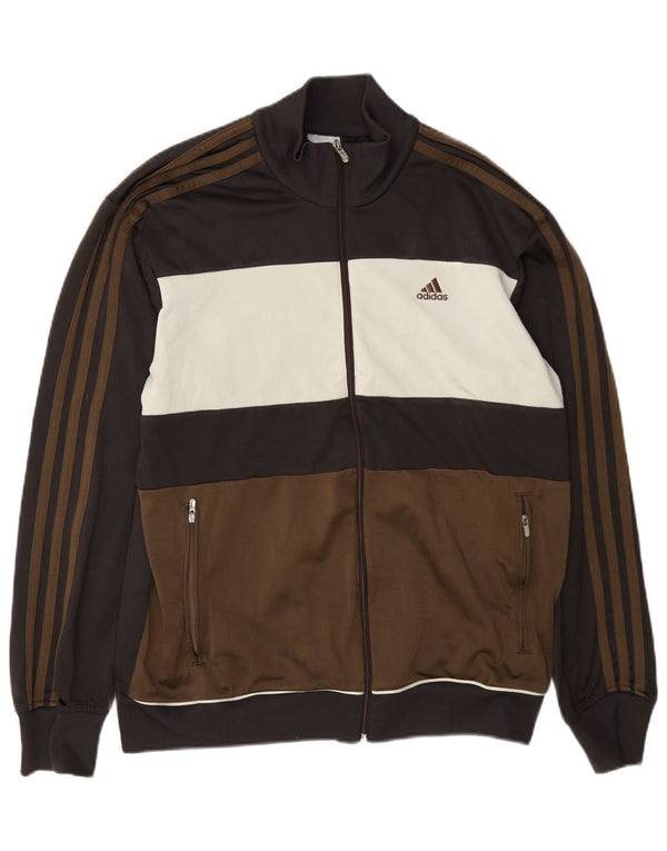 Adidas Mens Tracksuit Top Jacket Médio Marrom Colorblock Poliéster