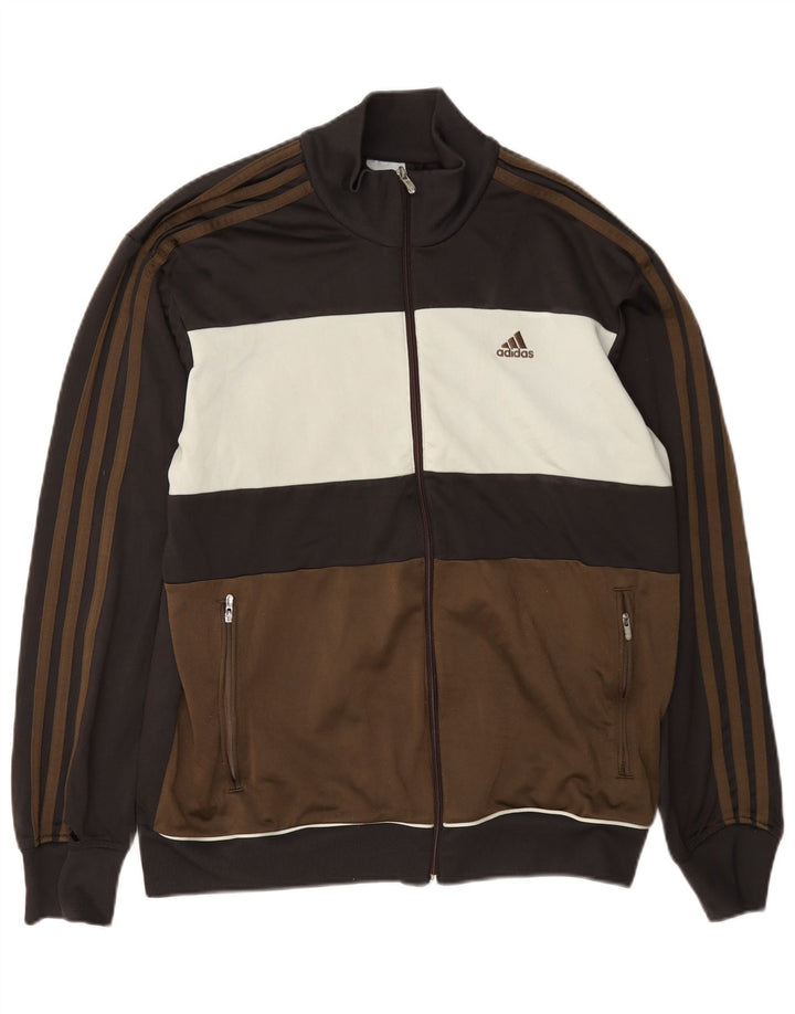 Adidas Mens Tracksuit Top Jacket Médio Marrom Colorblock Poliéster