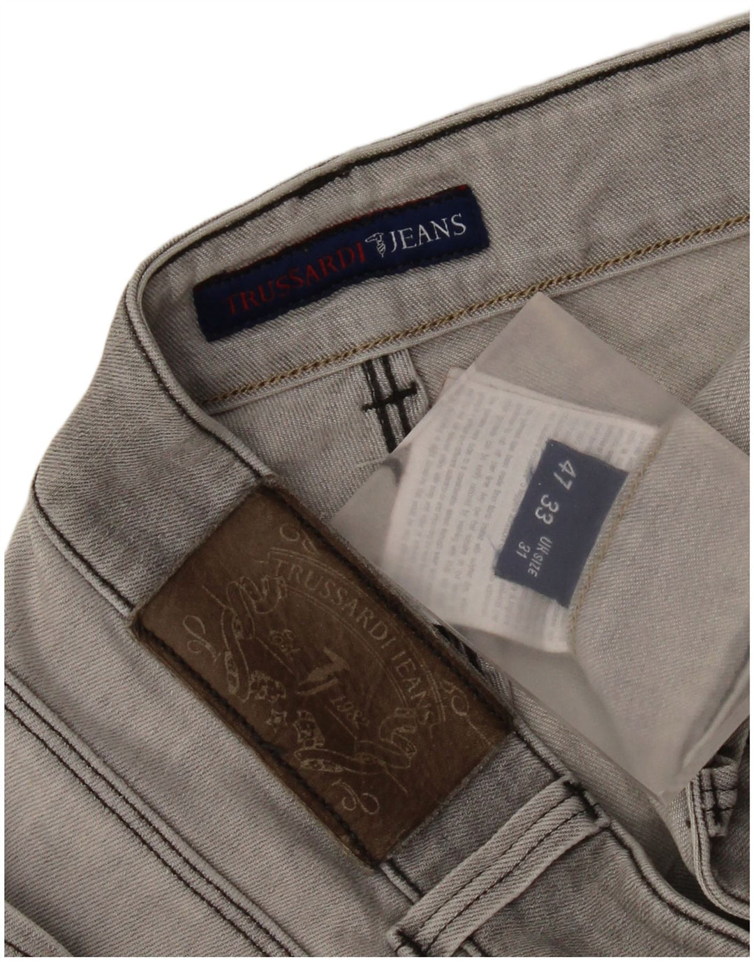Trussardi Mens Slim Jeans W31 L33 Cinza Algodão