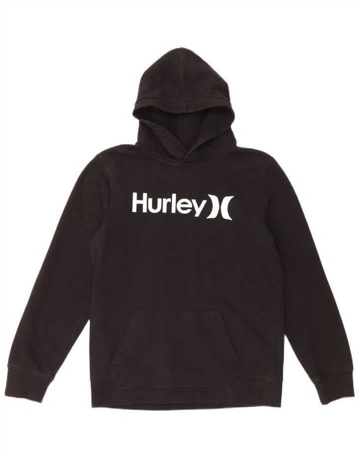 HURLEY Meninos moletom com capuz gráfico 14-15 anos algodão preto