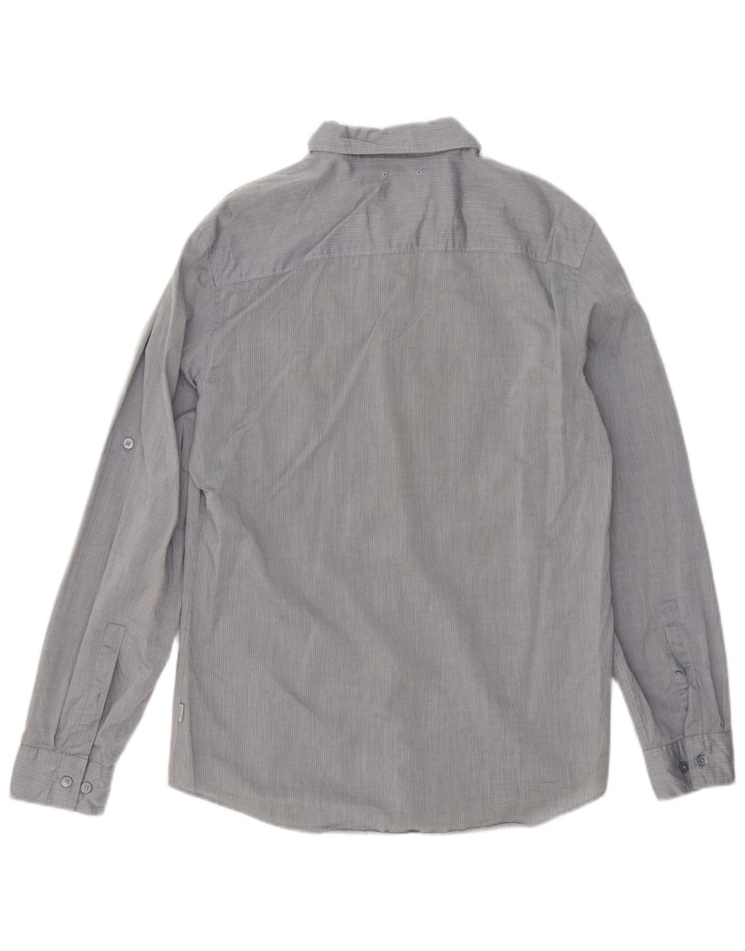 Camisa masculina Calvin Klein Slim Fit cinza médio listrado algodão