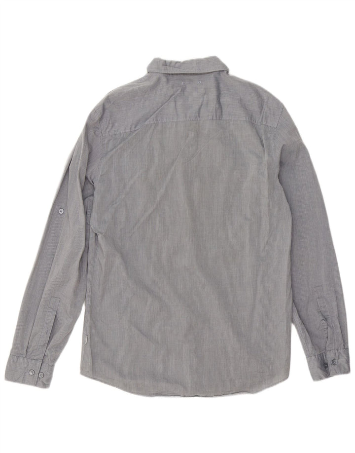 Camisa masculina Calvin Klein Slim Fit cinza médio listrado algodão