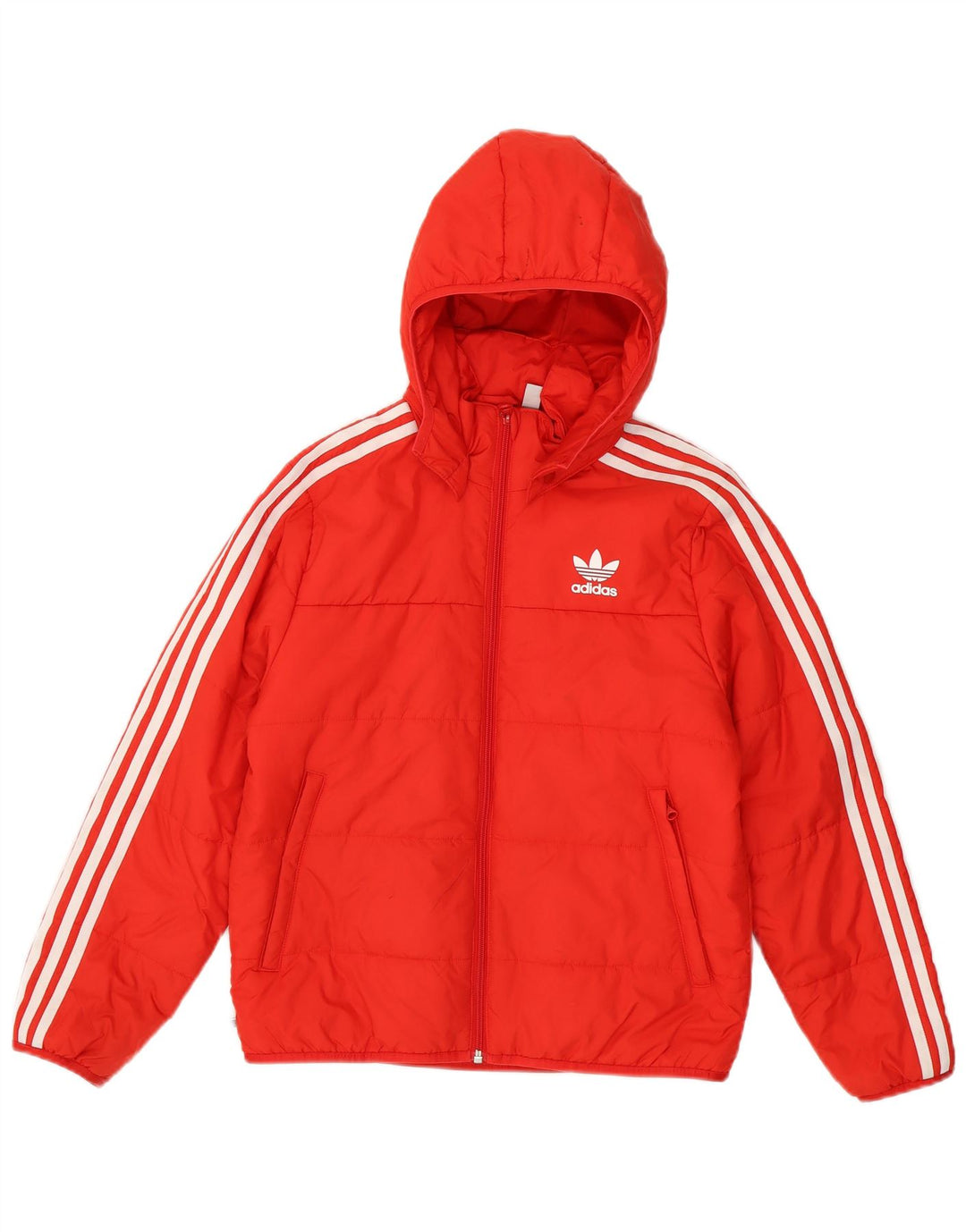 Casaco ADIDAS Meninos Acolchoado com Capuz 11-12 Anos Vermelho Poliéster