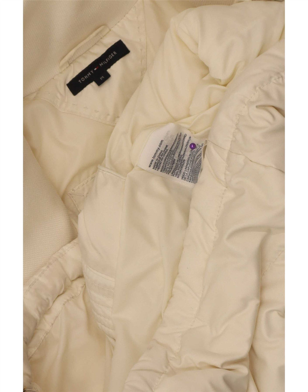 Jaqueta acolchoada feminina Tommy Hilfiger UK 14 médio off white poliéster