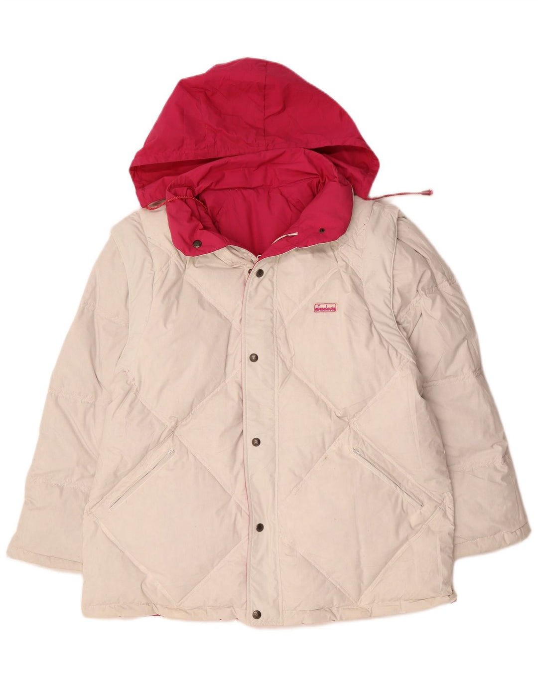 Jaqueta acolchoada reversível com capuz masculino Diadora UK 40 grande poliéster rosa