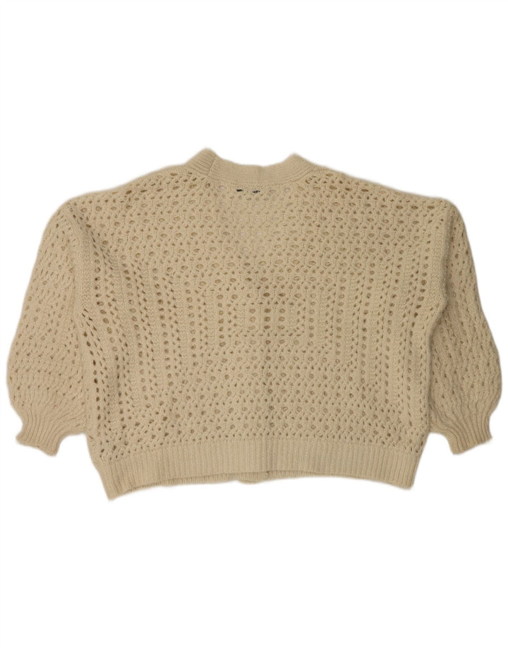 Zara Suéter Cardigan Oversized Feminino Reino Unido 16 Grande Bege Acrílico