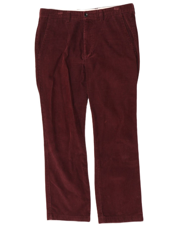 Calça masculina Dockers reta de veludo cotelê W34 L29 algodão borgonha