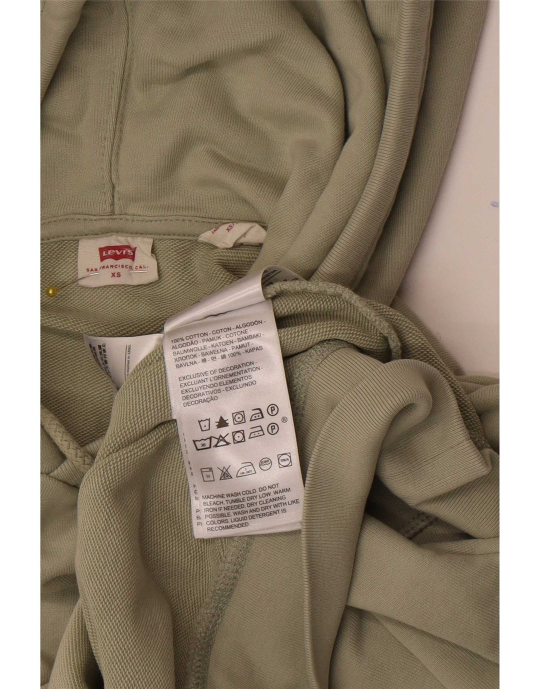 Moletom com capuz masculino Levi's XS de algodão cáqui