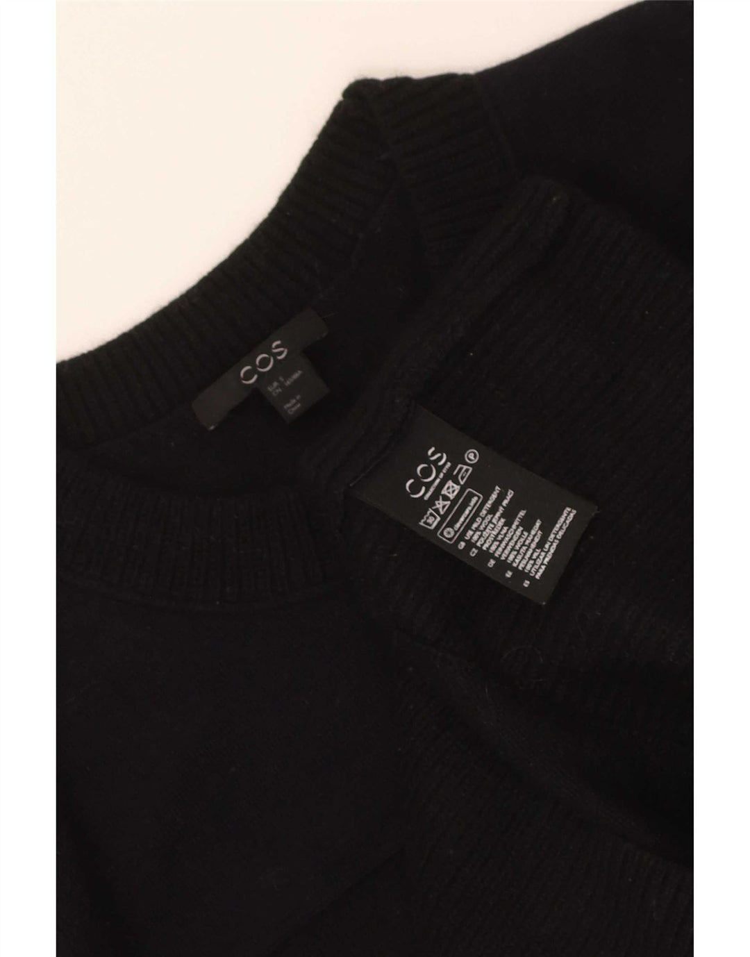 Suéter feminino Cos com gola redonda UK 10 lã preta pequena