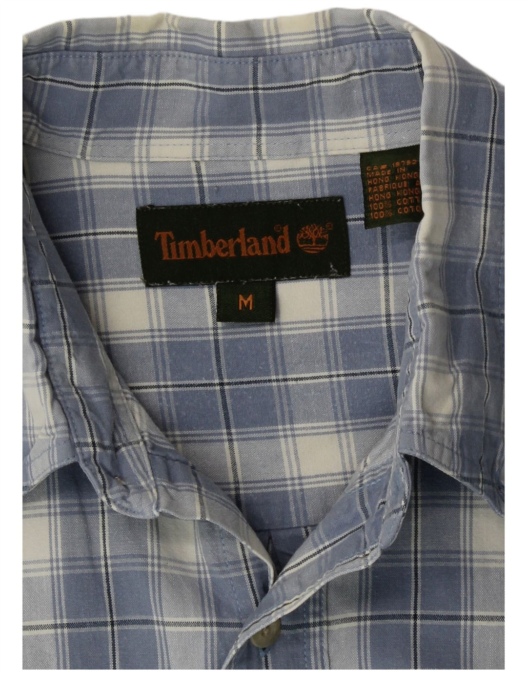 Camisa masculina Timberland médio azul xadrez algodão