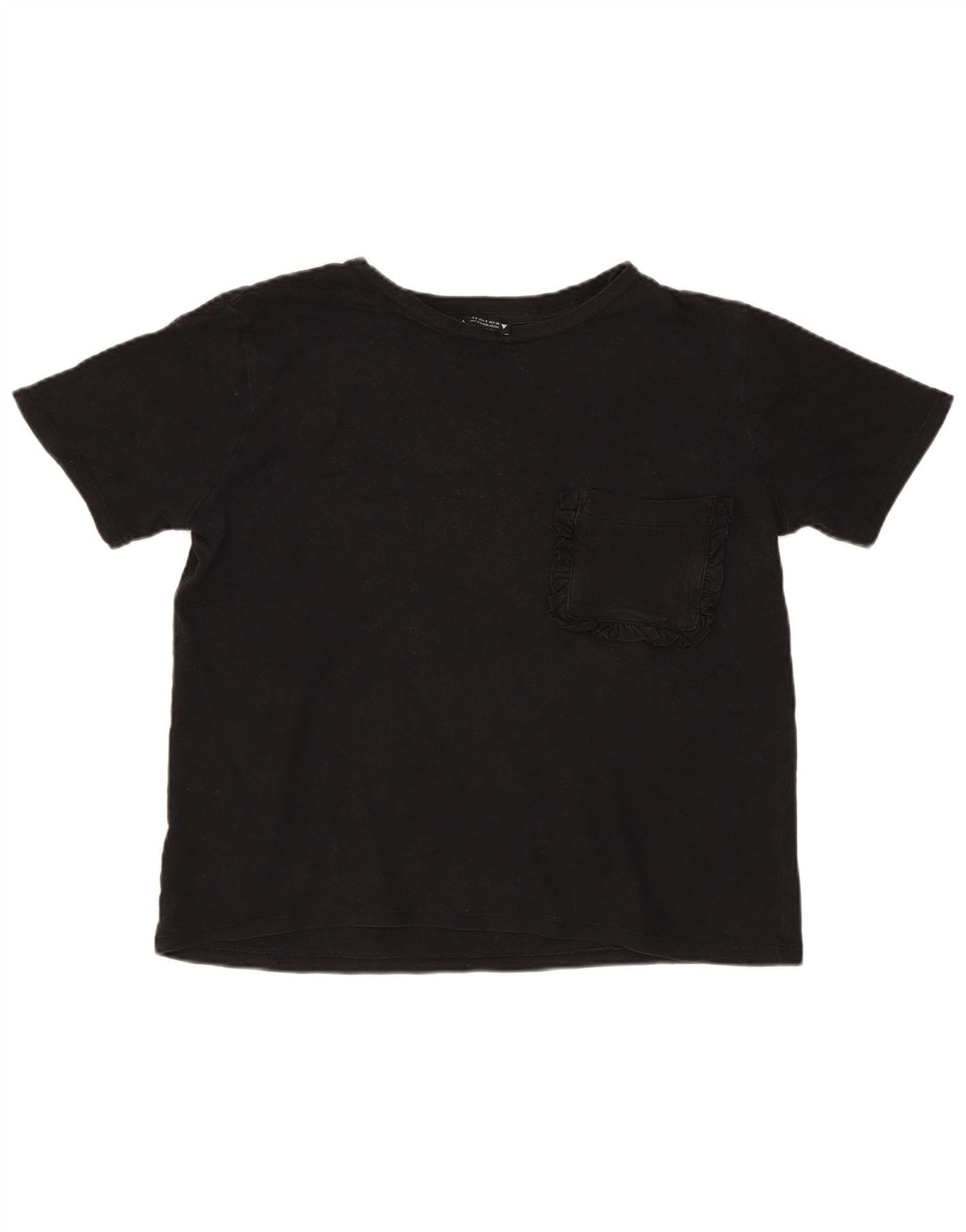 Zara Camiseta Feminina Crop Oversized Top UK 10 Pequeno Algodão Preto