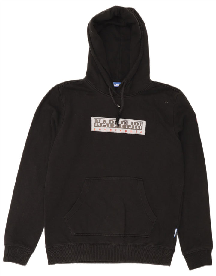 NAPAPIJRI Suéter masculino com capuz gráfico geográfico pequeno de algodão preto