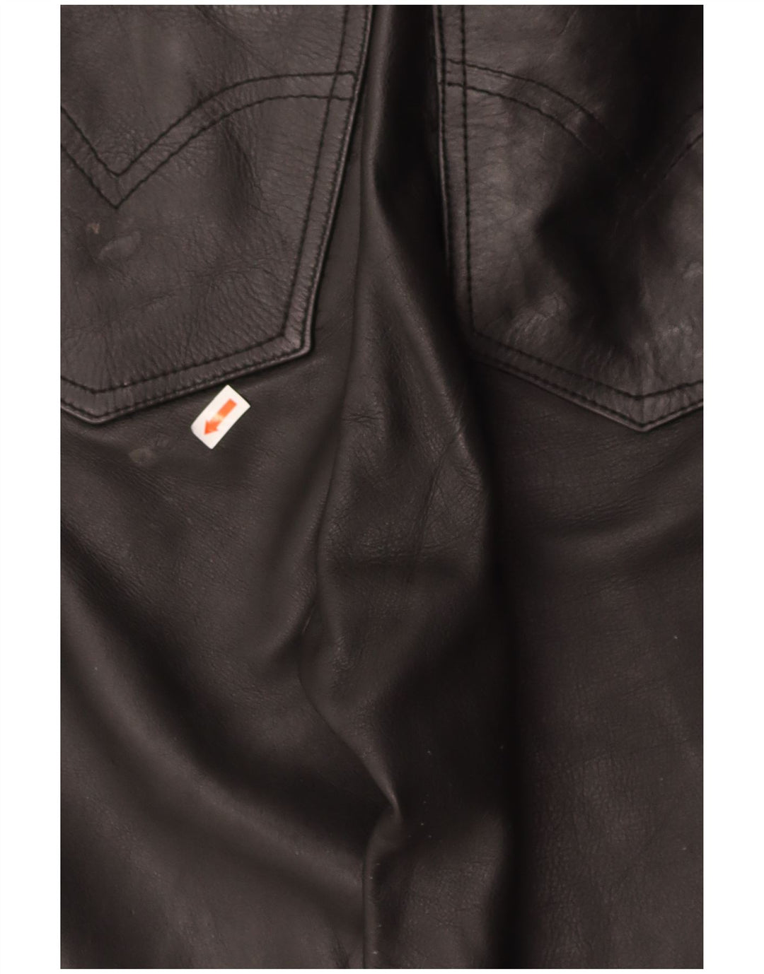 Calça feminina de couro cônico VINTAGE W30 L28 preta