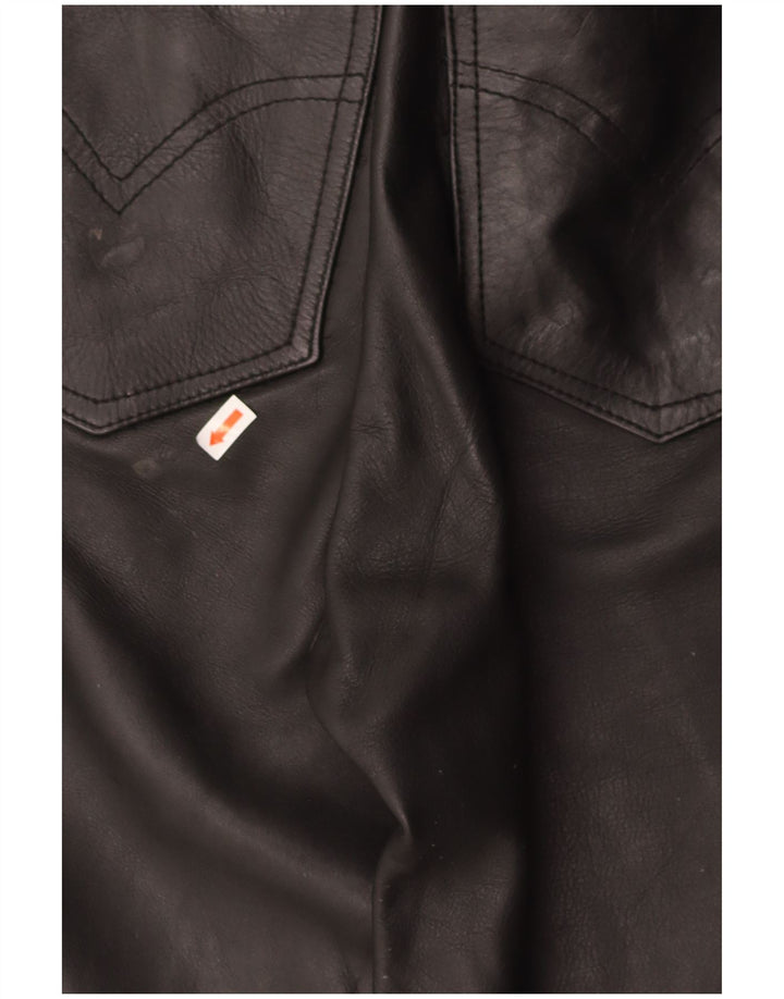 Calça feminina de couro cônico VINTAGE W30 L28 preta