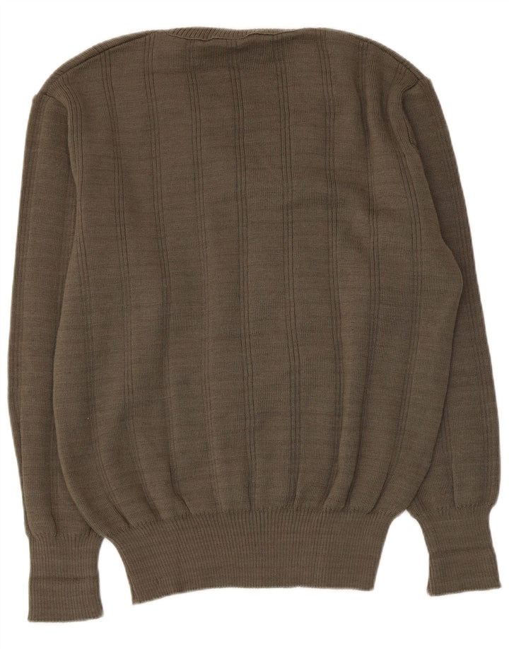Suéter masculino vintage com decote em V IT 52 grande cáqui