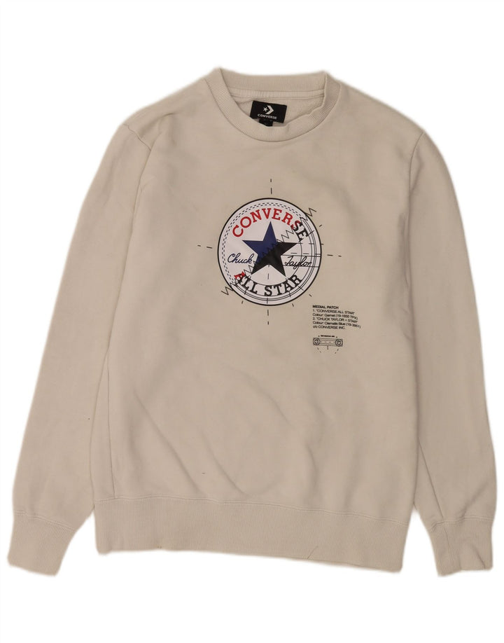 Converse Mens Chuck Taylor Graphic Moletom Jumper Médio Bege Algodão