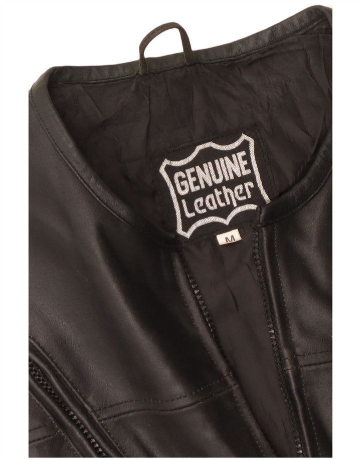 Colete de couro masculino vintage UK 38 couro preto médio