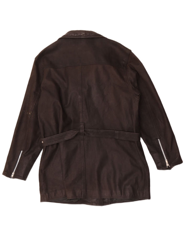 Jaqueta de couro feminina vintage UK 20 2XL marrom