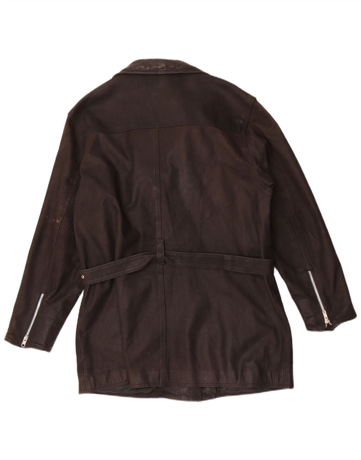 Jaqueta de couro feminina vintage UK 20 2XL marrom