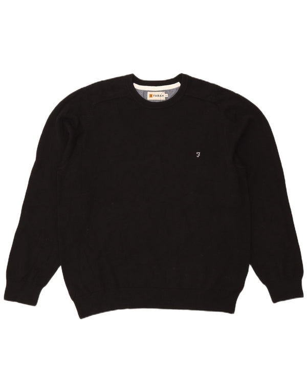 Farah Suéter masculino de ajuste moderno com gola redonda 3XL algodão preto