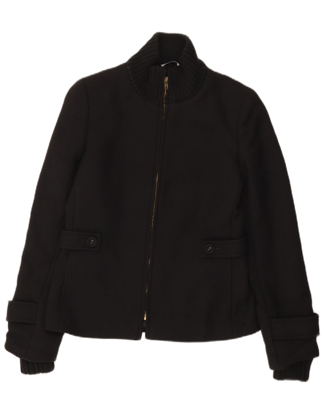 Jaqueta bomber feminina vintage UK 10 pequena lã preta