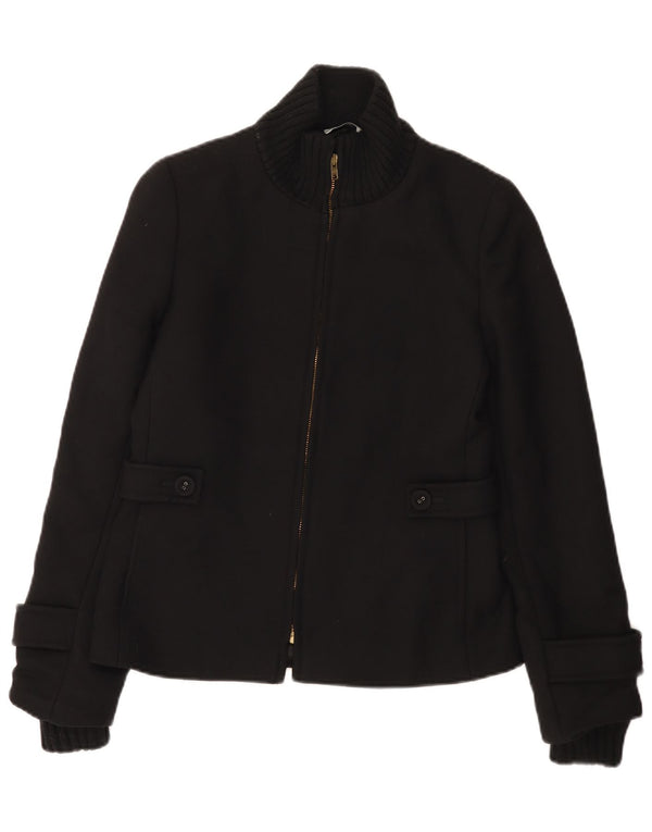 Jaqueta bomber feminina vintage UK 10 pequena lã preta