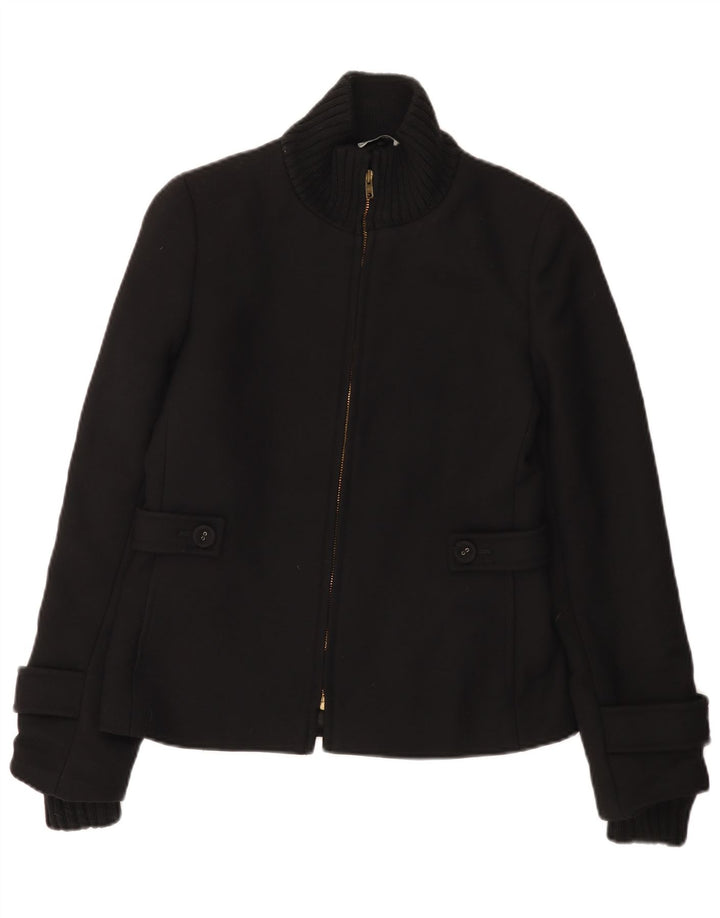 Jaqueta bomber feminina vintage UK 10 pequena lã preta