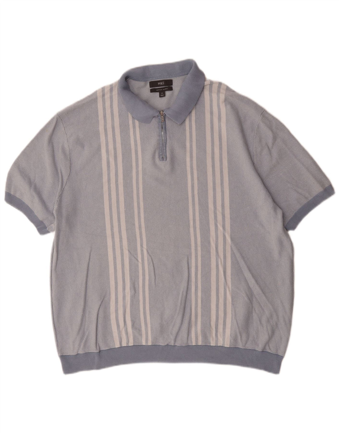 Camisa polo masculina Marks & Spencer 2XL algodão listrado azul