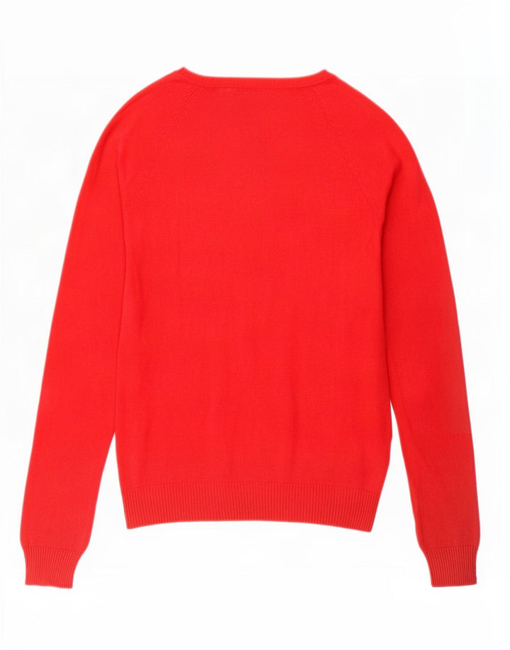 Suéter feminino Zara com decote em V Reino Unido 12 algodão vermelho médio