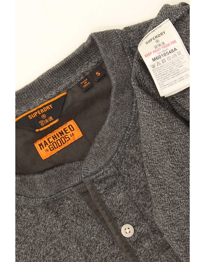 Top masculino Superdry manga comprida pequeno algodão cinza