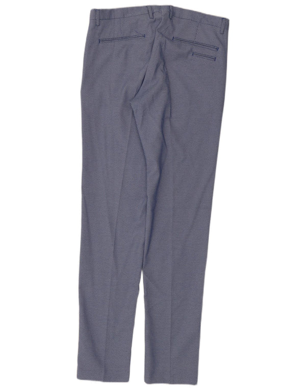 Zara Mens Slim Suit Calças EU 44 Grande W34 L33 Azul Geométrico