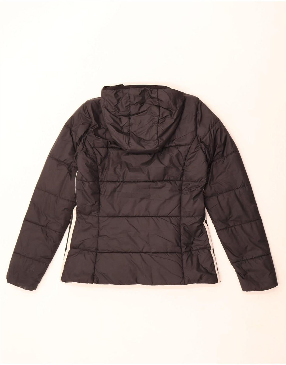 Jaqueta acolchoada com capuz feminina Adidas UK 12 poliéster preto médio