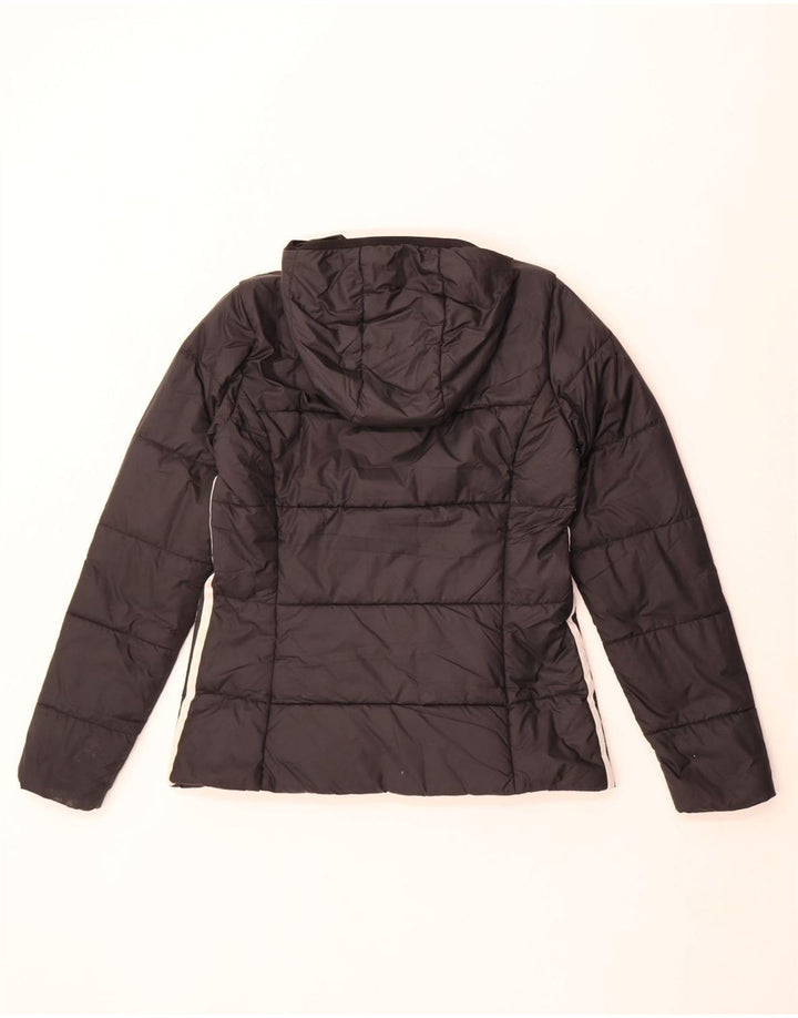 Jaqueta acolchoada com capuz feminina Adidas UK 12 poliéster preto médio