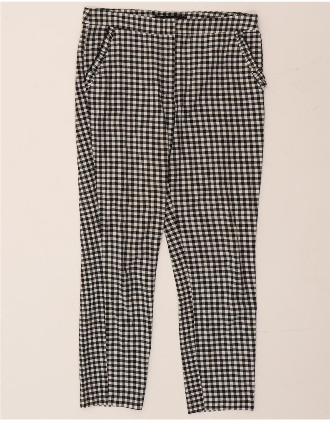 Zara Calça Chino Feminina Slim Médio W30 L26 Preto Gingham