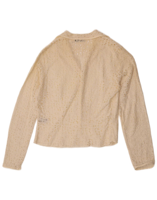 Blusa feminina Enara Camice UK 14 médio off white viscose