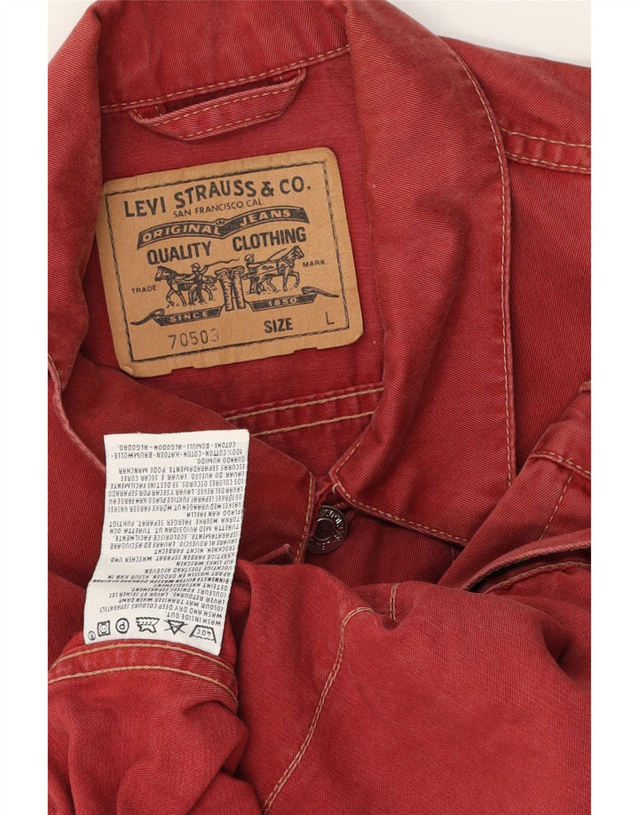 Jaqueta jeans masculina Levi's UK 40 grande algodão vermelho