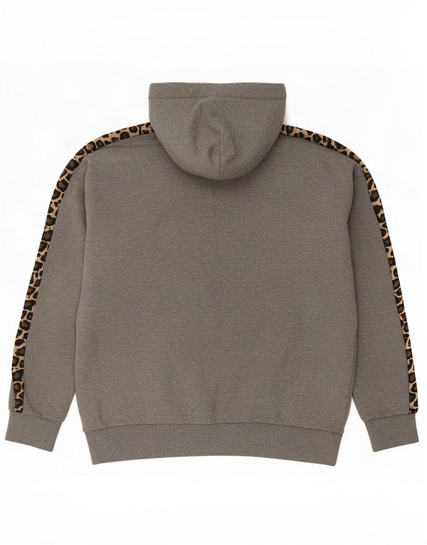 Puma Mens Graphic Hoodie Jumper Médio Cinza Animal Print Algodão